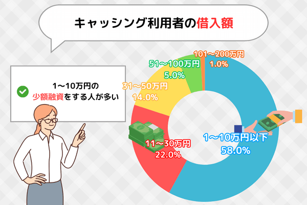 キャッシング利用者の主な借入額円グラフ