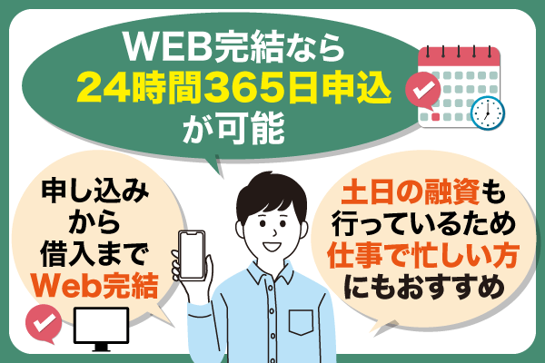 アコムはWEB完結なら24時間365日申込可能のため忙しい人におすすめ