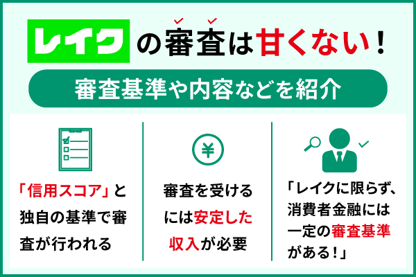 レイクの審査基準と審査内容3点の図解