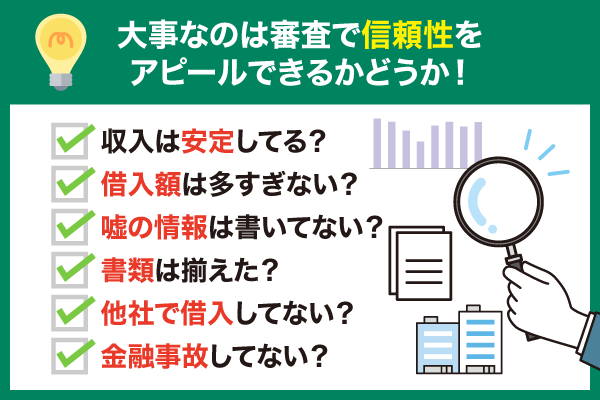 プロミスの審査で大事場ポイントをチェック形式で表した画像