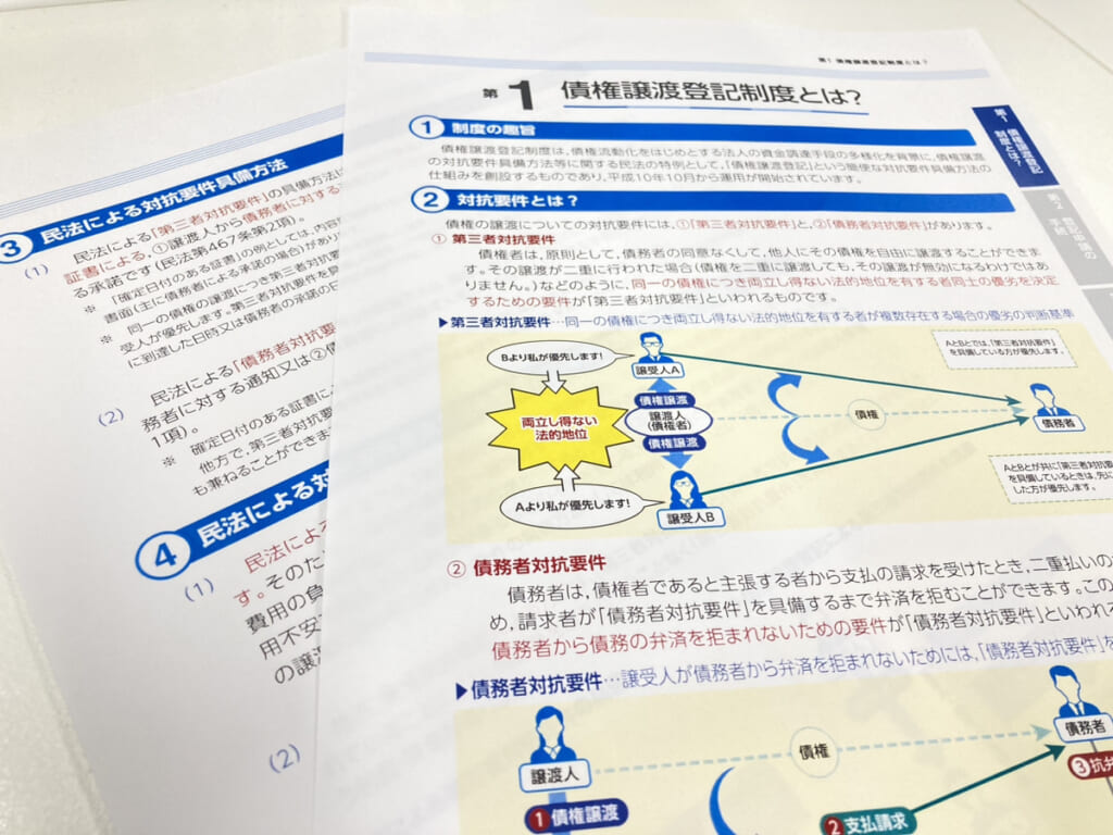 債権譲渡登記制度に関する説明が書かれた紙