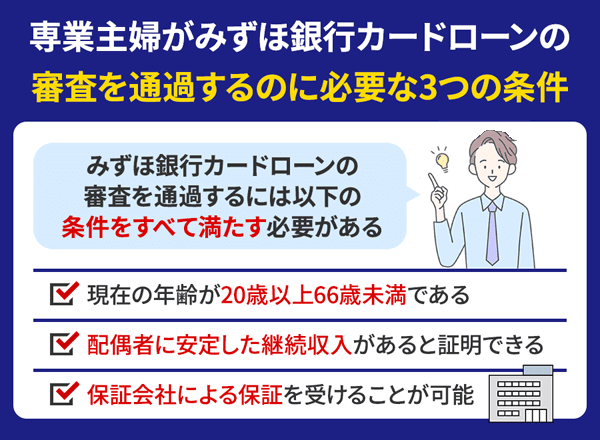 みずほ銀行カードローンの審査を専業主婦が通過するのに必要な3つの条件