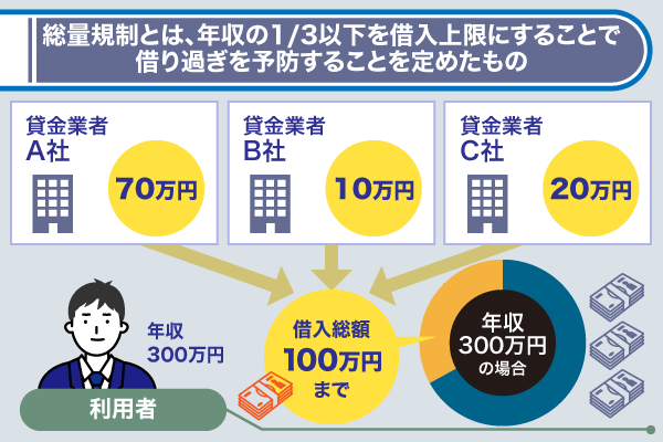 総量規制の内容について解説した円グラフ