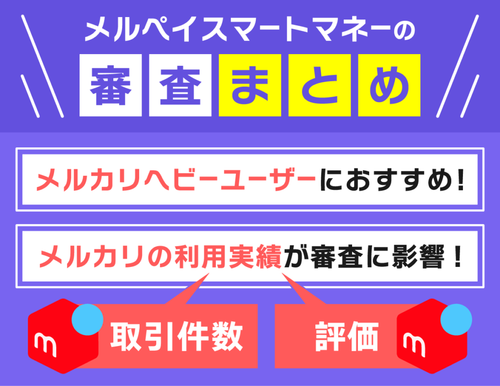 メルペイスマートマネーはメルカリユーザー向けかつ利用実績が審査に影響されることを示した画像